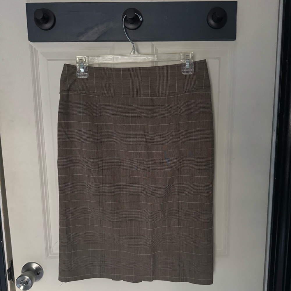 Michael Kors Brown Plaid Pencil Skirt